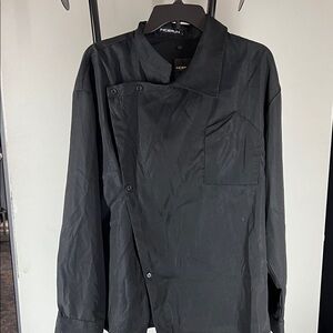 INCERUN Men's Black Lightweight Asymmetric Shirt Jacket